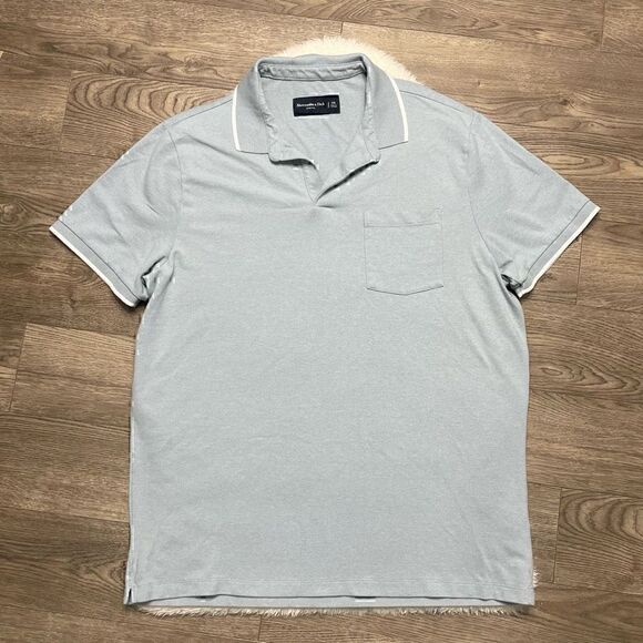 Abercrombie & Fitch Polo Shirt Size XXL Blue Stretch Cotton Henley Collared - Picture 1 of 8